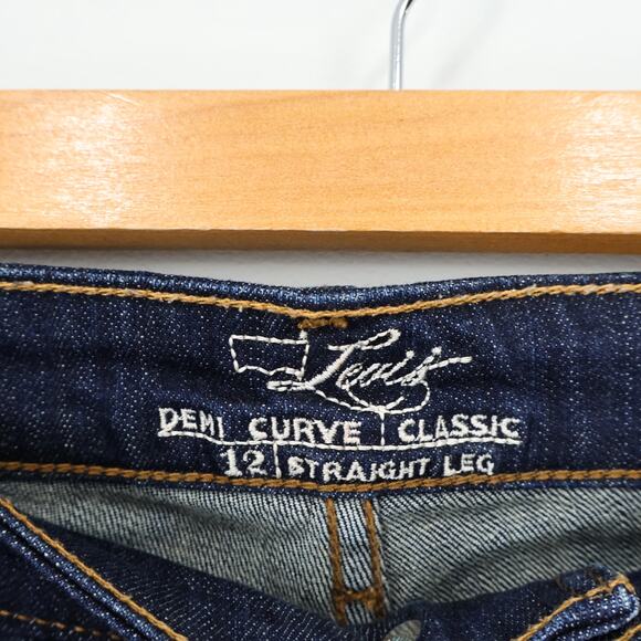 Levi's Women's 12M Demi Curve Classic Straight Leg Dark Wash Size 12 - Picture 3 of 6